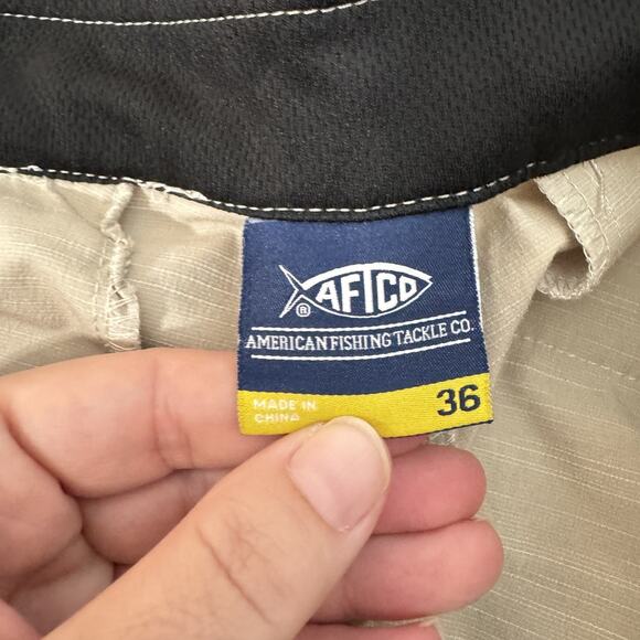 Aftco Men's Fishing Shorts Sz 36 Light Tan Brown Cargo Stretch Lightweight - Picture 5 of 10